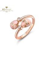  Fabergé Heritage Rose Gold Diamond & Pink Guilloché Enamel Crossover Ring