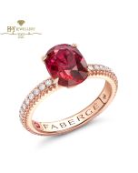 Fabergé Colours of Love Rose Gold No Heat Ruby Fluted Ring with Diamond Shoulders