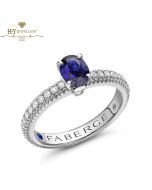 Fabergé Colours of Love White Gold Blue Sapphire Fluted Ring with Diamond Shoulders