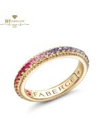 Fabergé Colours of Love Yellow Gold Rainbow Multicoloured Gemstone Fluted Eternity Ring  