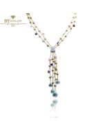 Yellow Gold Diamond & Multicolored Gemstones Necklace & Earrings Marco Bicego Set - 0.80 ct