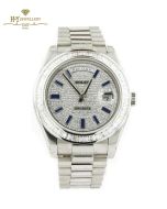 Rolex Day-Date White Gold with Aftermarket Diamond & Sapphires - ref 218239