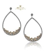Rose and White Gold Brilliant Cut Diamond Teardrop Earrings - 1.83 ct